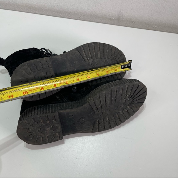 Katy Perry The GIA  Women's7.5 Black Crushed Velvet Ankle Combat Boots Lace Zip - Picture 5 of 7